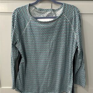 Talbots Blue and White Long Sleeve Top